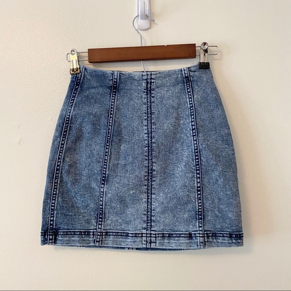 Free People Femme Acid Wash Denim Skirt - Picture 5 of 10